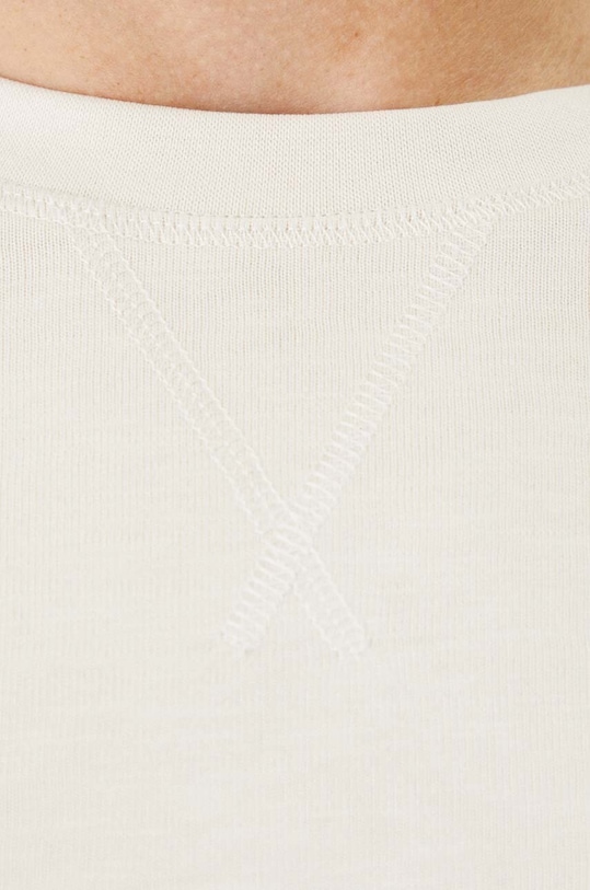 Bavlnené tričko s dlhým rukávom pánske hladké béžová farba RW24.BUM300 béžová