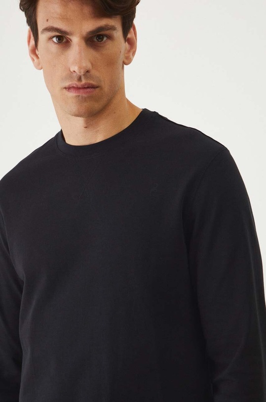 Longsleeve bawełniany męski gładki kolor czarny czarny RW24.BUM300