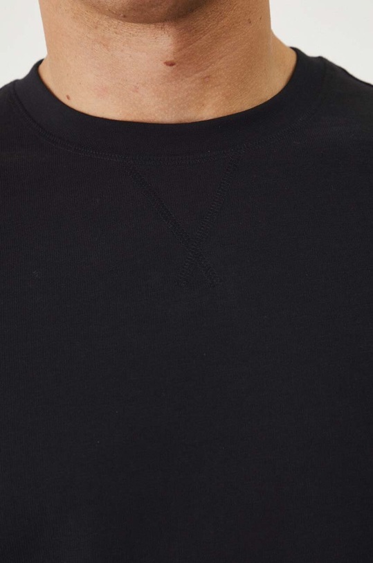 Longsleeve bawełniany męski gładki kolor czarny RW24.BUM300 czarny