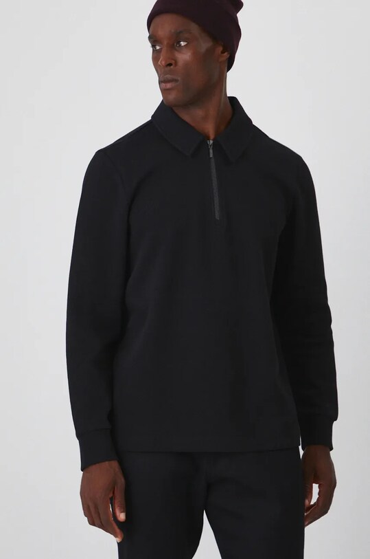Longsleeve męski z fakturą kolor czarny czarny RW24.BUMA10