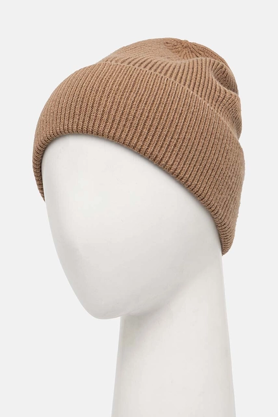 Czapka damska beanie prążkowana z wiskozą kolor beżowy RW24.CAD041 beżowy RW24