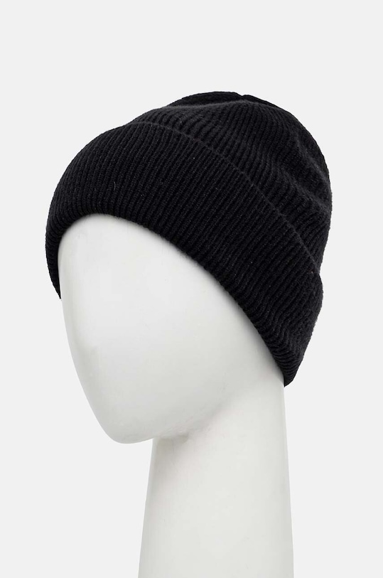 Akcesoria Czapka damska beanie prążkowana z wiskozą kolor czarny RW24.CAD041 czarny