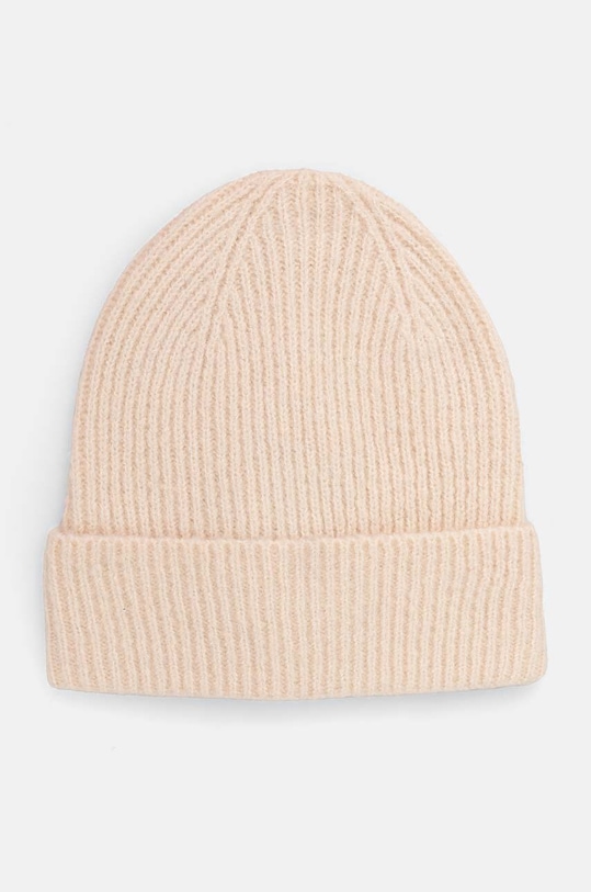 Čiapka dámska rebrovaná čiapka béžová farba stredne hrubá béžová RW24.CAD052