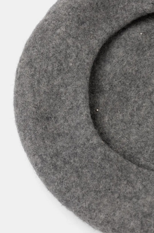 Beret wełniany damski z ozdobną aplikacją kolor szary RW24.CAD401 szary