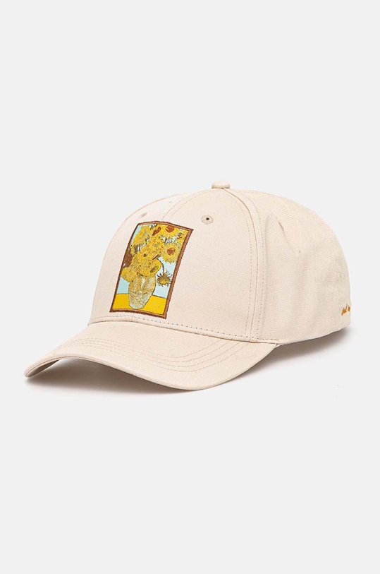 Czapka z daszkiem bawełniana damska z kolekcji Eviva L'arte kolor beżowy bawełna beżowy RW24.CAD450