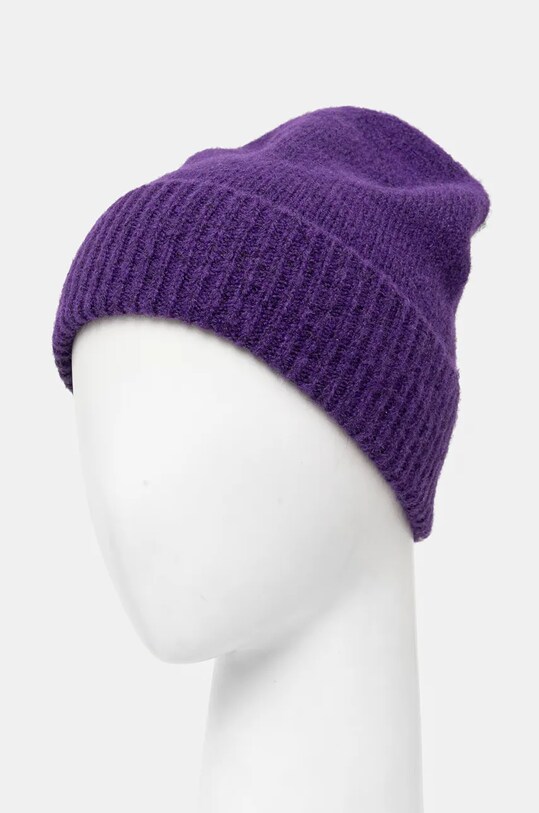 Akcesoria Czapka z domieszką wełny damska beanie kolor fioletowy RW24.CAD701 fioletowy