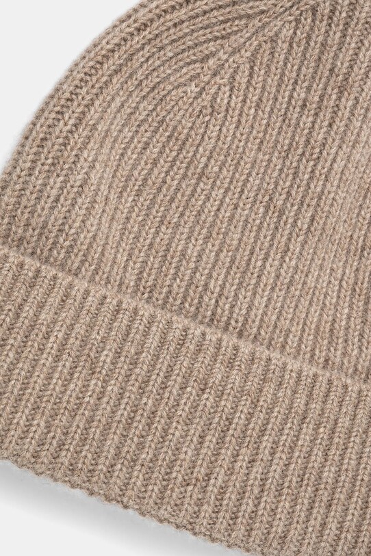 Czapka z kaszmiru damska beanie kolor beżowy beżowy RW24.CAD800