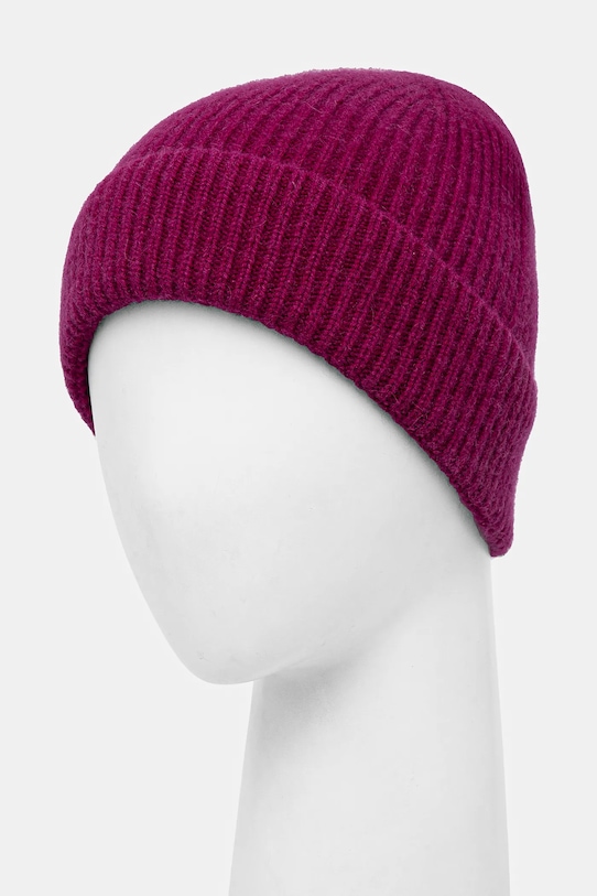 Czapka z kaszmiru damska beanie kolor różowy różowy RW24.CAD800