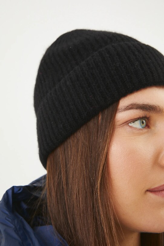 Czapka z kaszmiru damska beanie kolor czarny RW24.CAD800 czarny