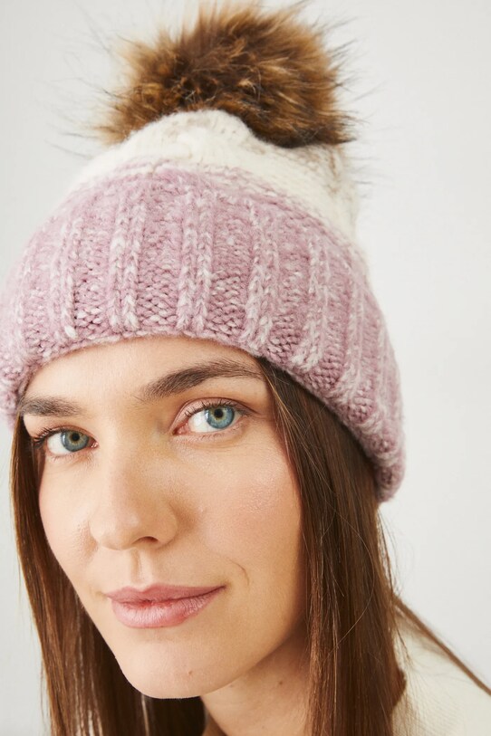 Czapka damska beanie z pomponem kolor różowy RW24.CAD901 różowy