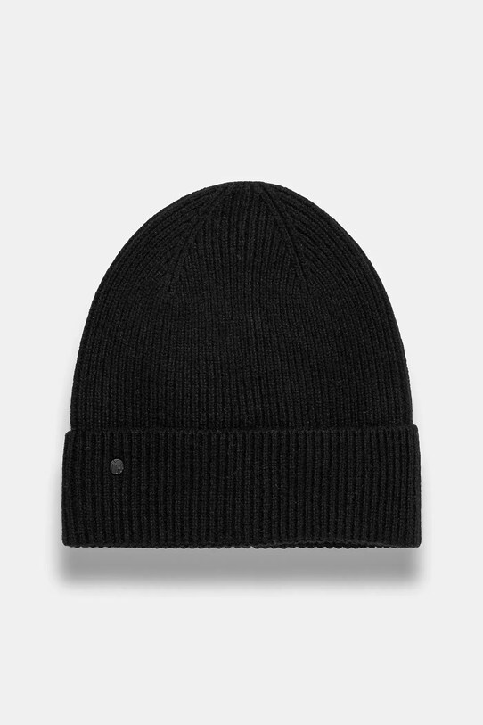 Czapka z wełny merino męska beanie prążkowana kolor czarny RW24.CAM802 czarny RW24