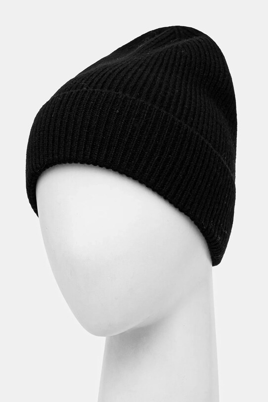 Akcesoria Czapka z wełny merino męska beanie prążkowana kolor czarny RW24.CAM802 czarny