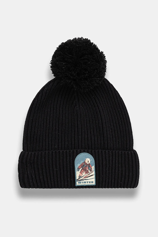 Czapka bawełniana męska beanie kolor czarny średniej grubości czarny RW24.CAM902