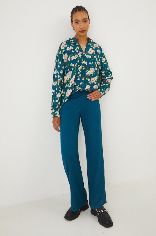 Košeľa dámska zelená farba RW24.KDD030 tyrkysová RW24