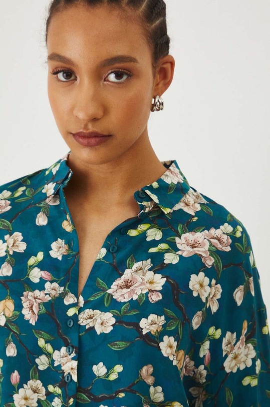 Košeľa dámska zelená farba tyrkysová RW24.KDD030