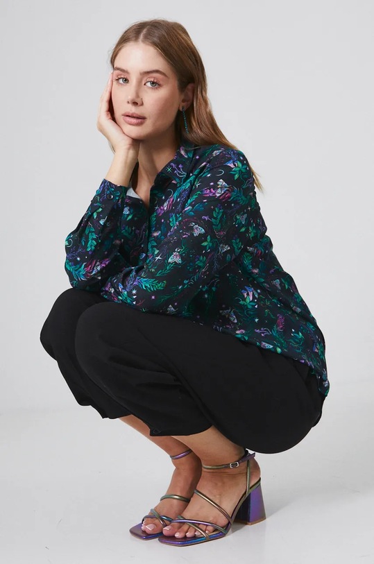 Košile dámská regular, se vzorem černá barva vícebarevná RW24.KDD090