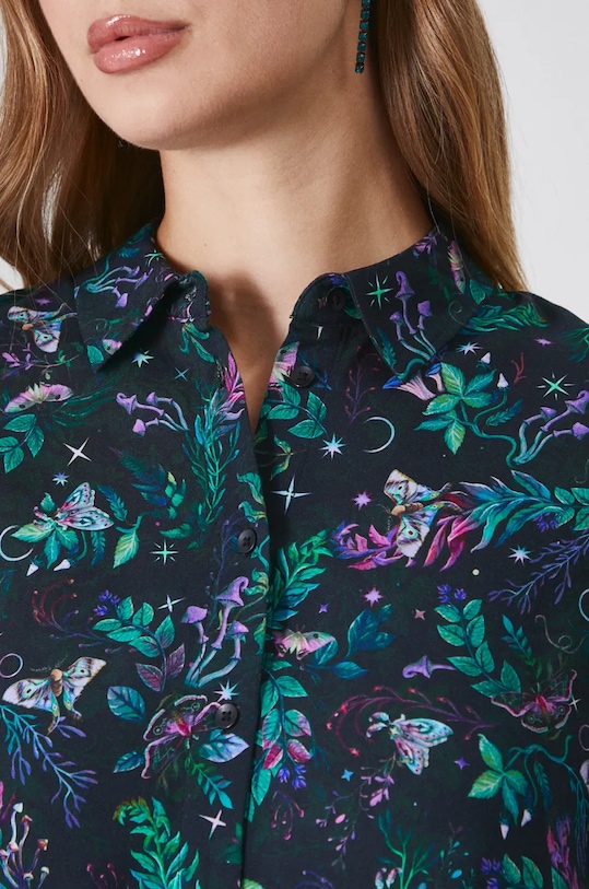 Košile dámská regular, se vzorem černá barva RW24.KDD090