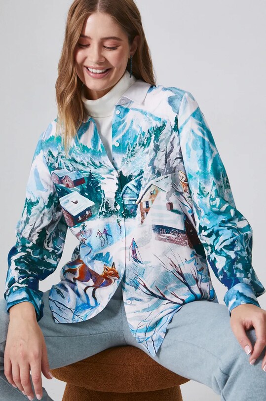 Koszula damska regular wzorzysta kolor multicolor casual multicolor RW24.KDD090