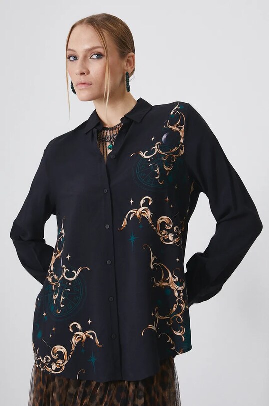 Koszula damska z nadrukiem kolor czarny RW24.KDD901 czarny RW24