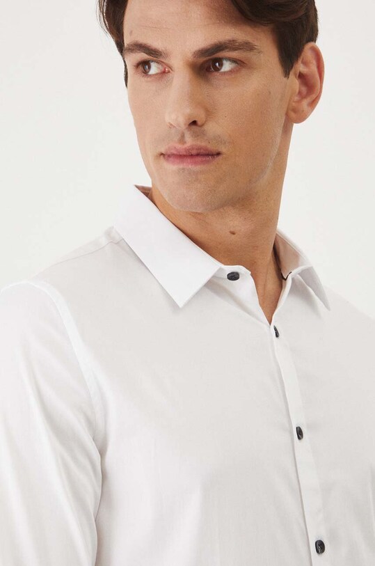 Koszula męska z kołnierzykiem klasycznym gładka kolor biały biały RW24.KDM034