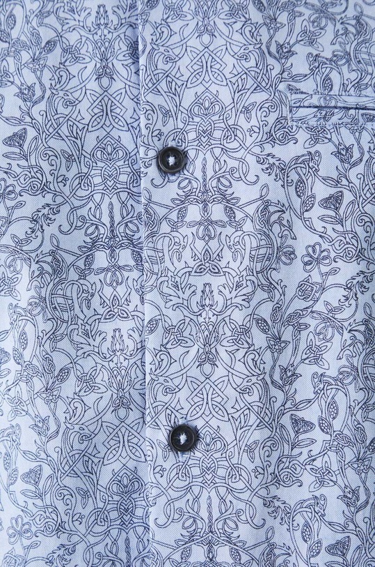 Koszula bawełniana męska z kołnierzykiem klasycznym wzorzysta kolor niebieski RW24-KDM061 niebieski RW24