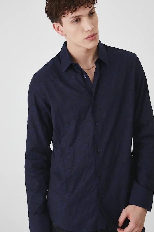 Medicine cămașă din bumbac cu modele bleumarin RW24.KDM802
