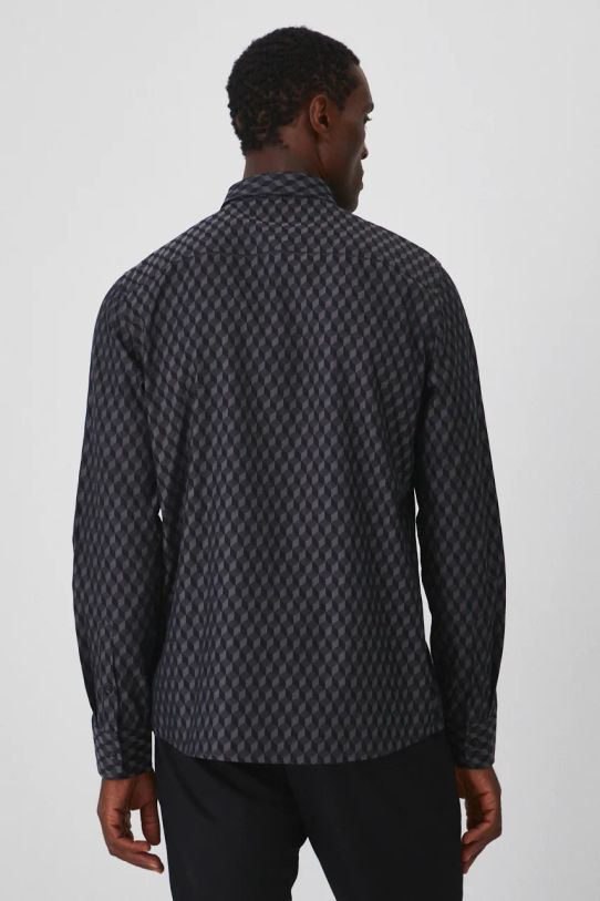 Oblečenie Košeľa pánska s klasickým golierom, so vzorom čierna farba RW24.KDMA10 čierna