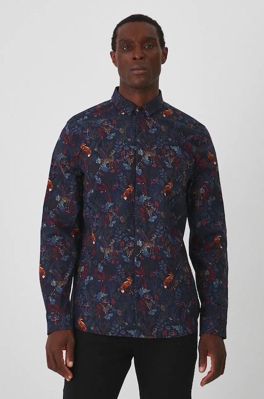 Koszula męska z kołnierzykiem klasycznym wzorzysta kolor multicolor z elastanem multicolor RW24.KDMA21