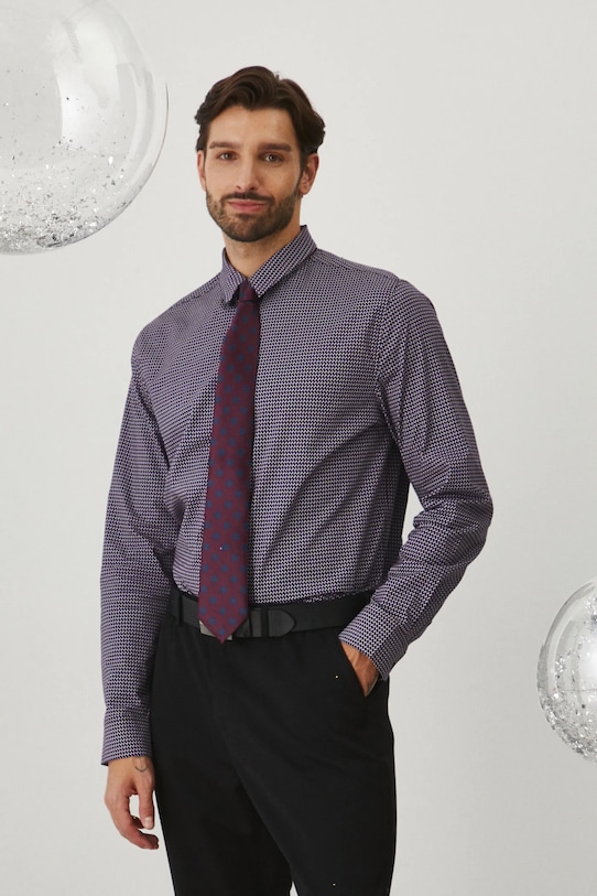 Koszula męska z kołnierzykiem klasycznym wzorzysta kolor multicolor długi multicolor RW24.KDMB03