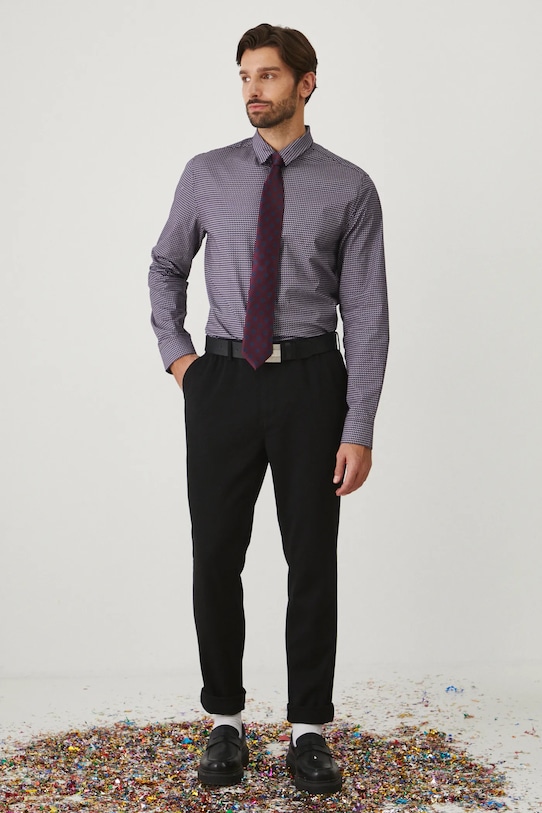 Odzież Koszula męska z kołnierzykiem klasycznym wzorzysta kolor multicolor RW24.KDMB03 multicolor