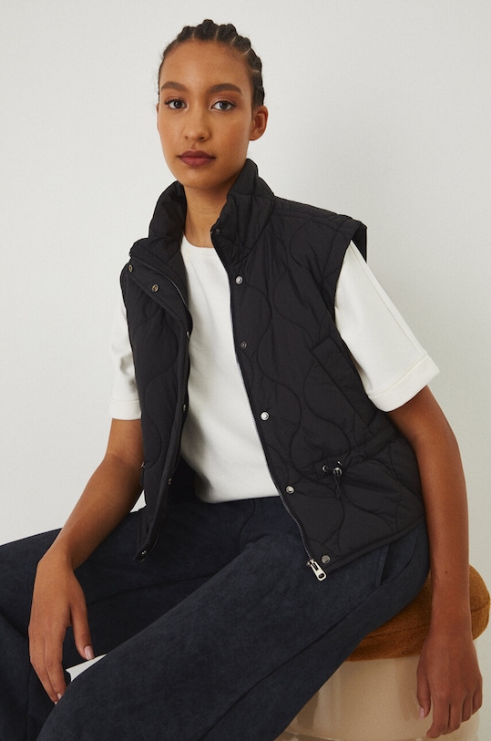 Kamizelka damska pikowana kolor czarny lekko ocieplane czarny RW24.KMD300