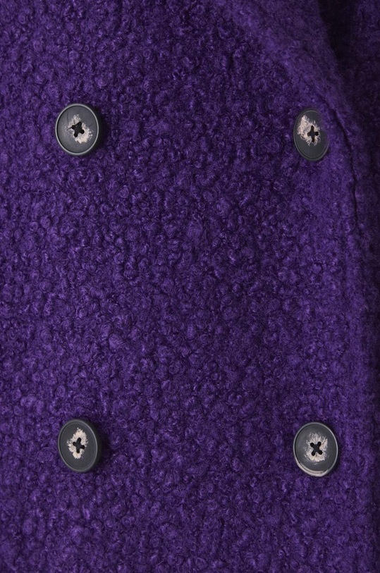 Płaszcz damski dwurzędowy z fakturą kolor fioletowy RW24.KPD501