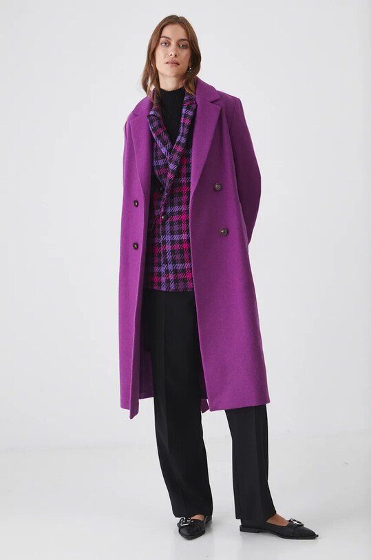 Medicine palton din lana cu captuseala violet RW24.KPD604