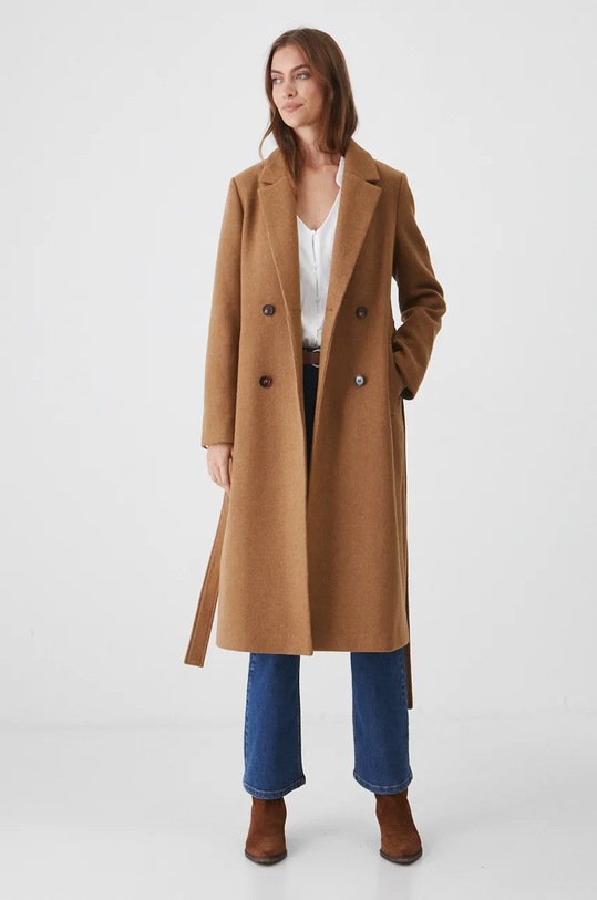 Medicine płaszcz z domieszką wełny RW24.KPD604 beżowy RW24