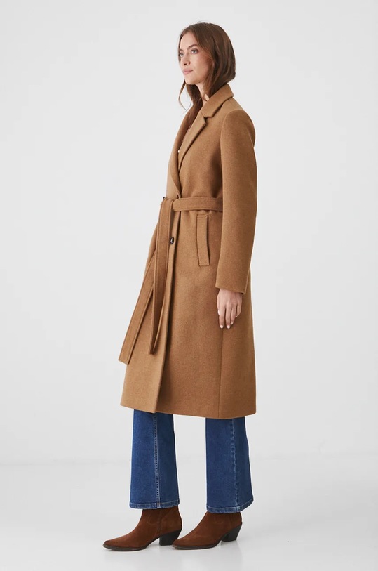 Medicine płaszcz z domieszką wełny beżowy RW24.KPD604