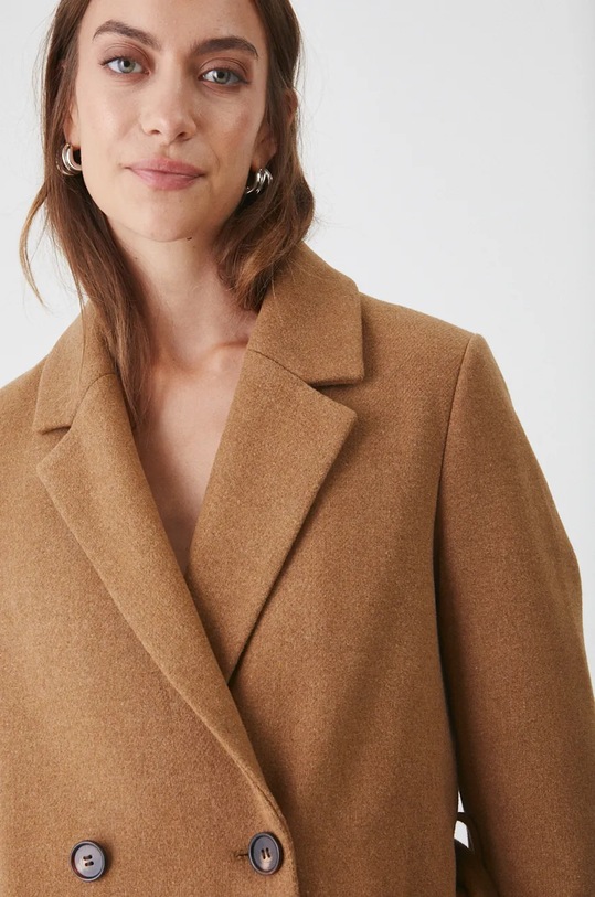 Medicine płaszcz z domieszką wełny RW24.KPD604 beżowy