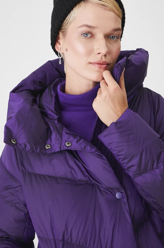 Płaszcz puchowy damski pikowany kolor fioletowy RW24.KPD701
