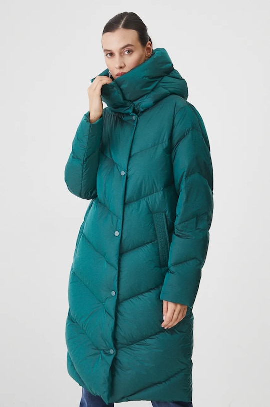 Płaszcz puchowy damski pikowany kolor turkusowy pozostałe turkusowy RW24.KPD701