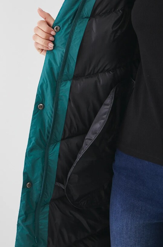 Płaszcz puchowy damski pikowany kolor turkusowy RW24.KPD701