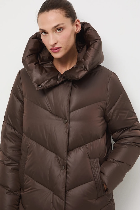 Płaszcz puchowy damski pikowany brązowy RW24.KPD701