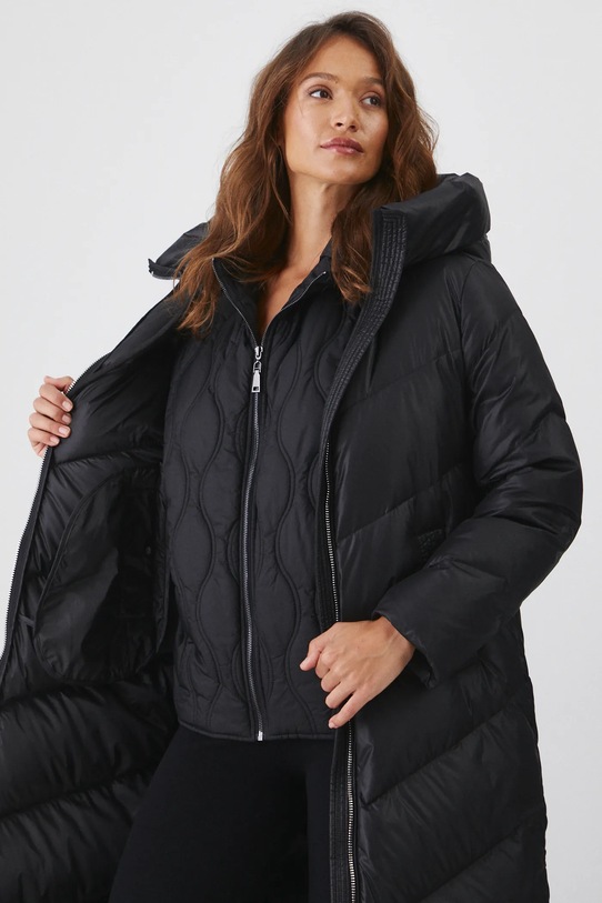 Płaszcz puchowy damski pikowany kolor czarny RW24.KPD702