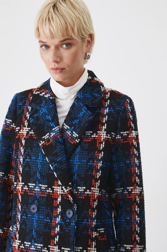 Płaszcz damski w kratę kolor multicolor RW24.KPD706