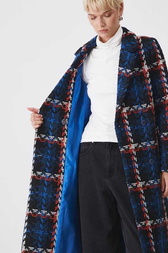 Płaszcz damski w kratę kolor multicolor RW24.KPD706