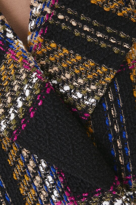 Płaszcz damski dwurzędowy w kratę kolor multicolor RW24.KPD707