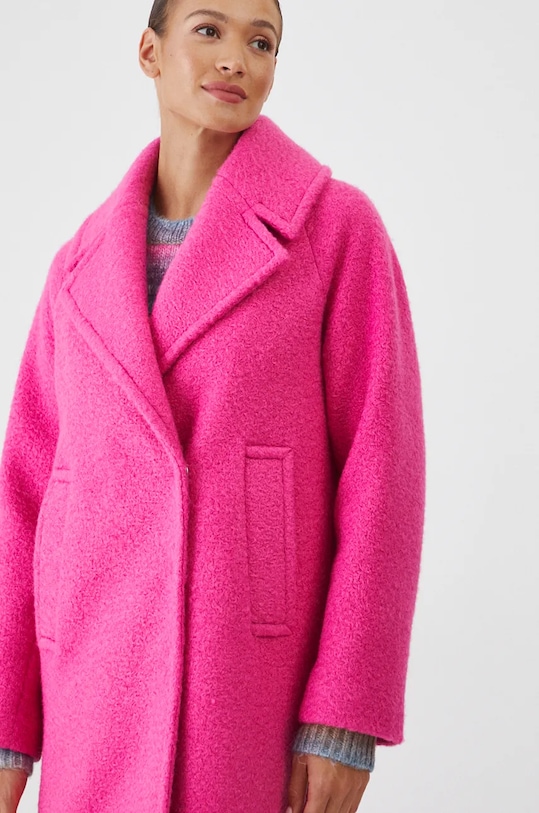 Płaszcz damski z fakturą kolor różowy RW24.KPD810 różowy RW24