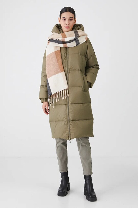 Płaszcz puchowy damski pikowany kolor brązowy RW24.KPD813 brązowy RW24