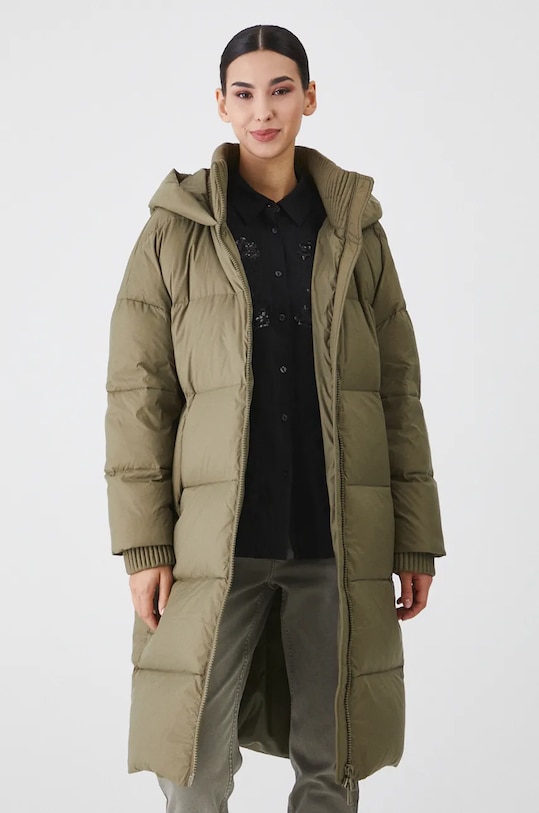 Płaszcz puchowy damski pikowany kolor brązowy brązowy RW24.KPD813