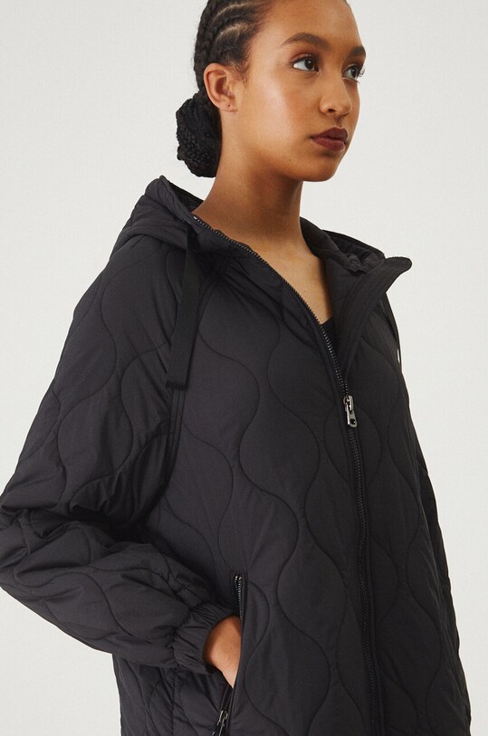 Kurtka damska oversize pikowana kolor czarny czarny RW24.KUD300