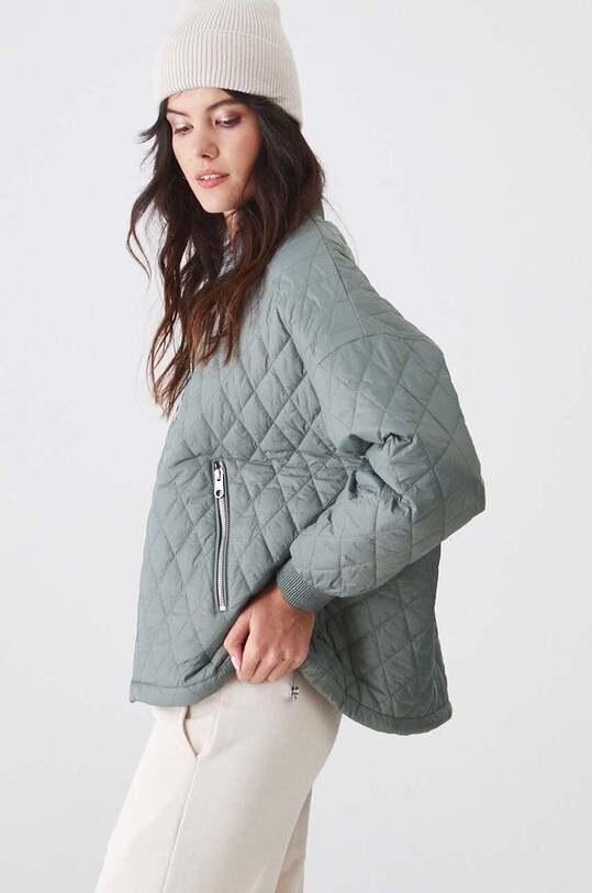 Kurtka bomber damska oversize pikowana kolor zielony zielony RW24.KUD401