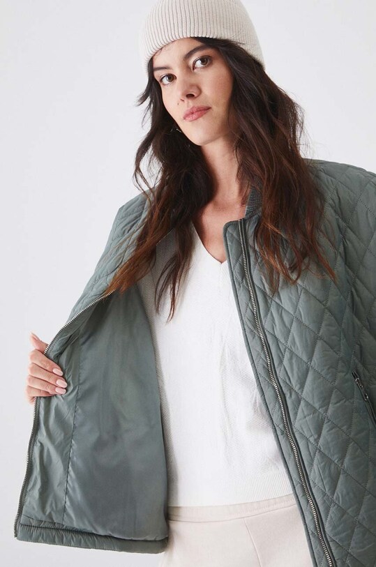 Kurtka bomber damska oversize pikowana kolor zielony RW24.KUD401